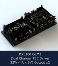 DX5100 OEM2 TEC (Peltier) Controller, 2x 32W, 2x 4Ax8A, programmable Peltier controller with PID Auto-Tune