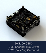 DX5100 OEM3 TEC (Peltier) Controller, 2x 15W, 2x 3Ax5A, programmable Peltier controller with PID Auto-Tune